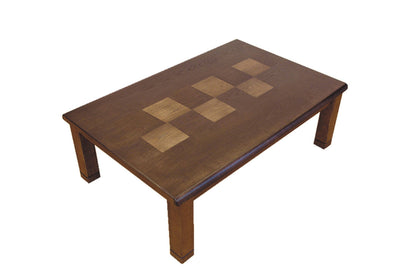 Japanese Ash Wood Grain Veneer Checkered Pattern Kotatsu - Rocca