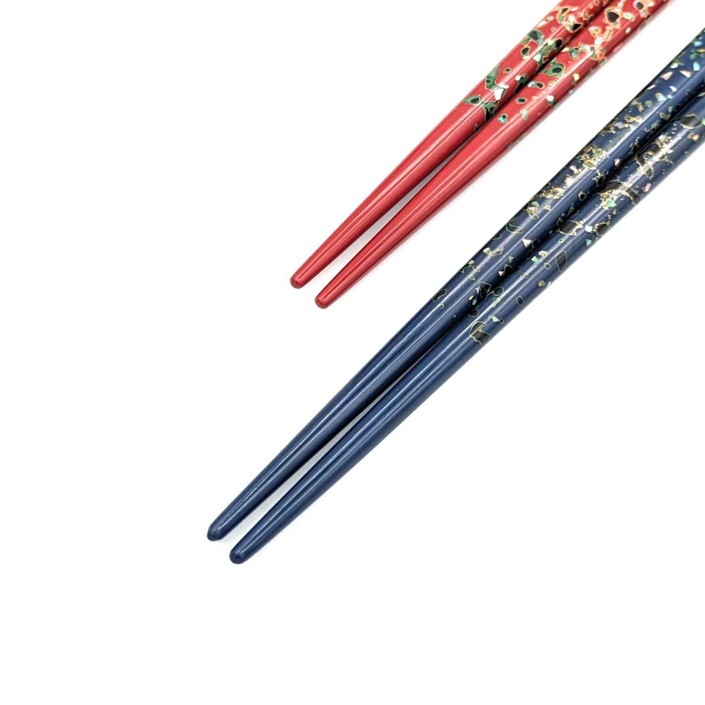 Tsugaru Lacquer Pair Chopsticks -Shell Makie no anti-slip grip on the chopstick tips(Blue＆Red)