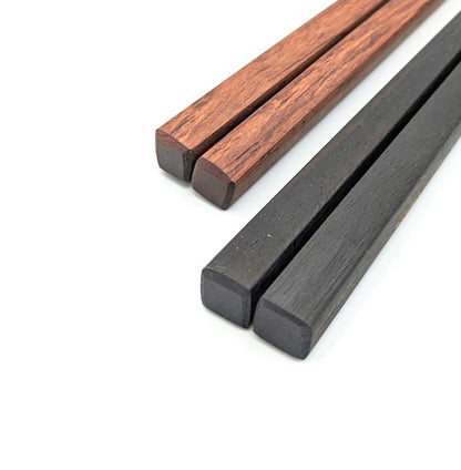 Training Pair Chopsticks - Ebony & Rosewood with Grooved Tips